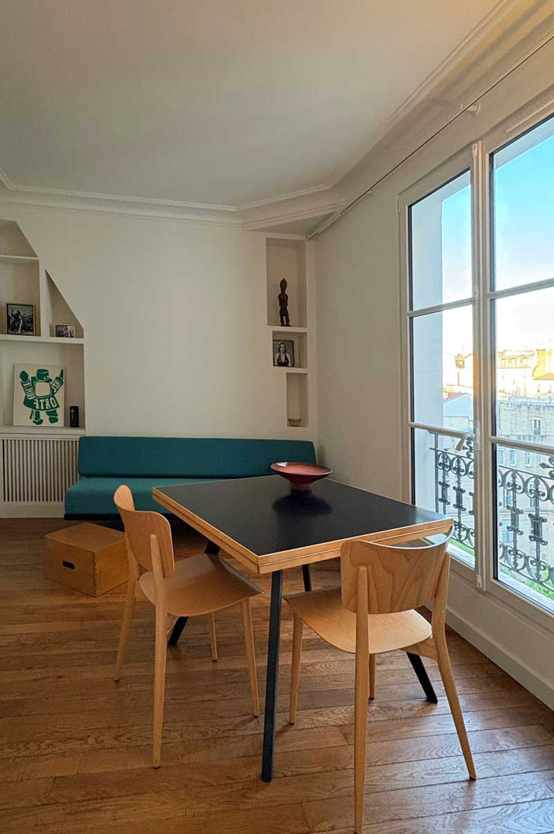 Architecte d'intérieur Paris 11e - séjour rénové du studio