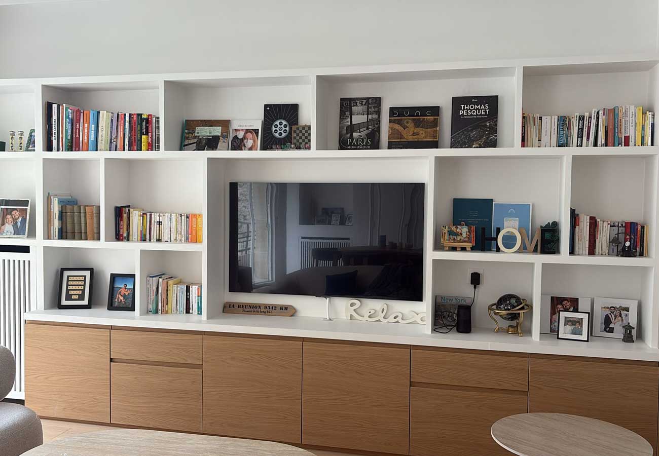 Réalisation d'une bibliothèque sur mesure - Architecte d'intérieur Paris